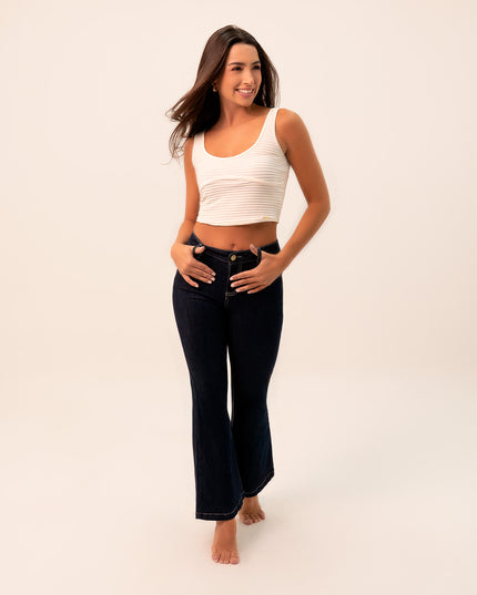 Jean Flare azul oscuro