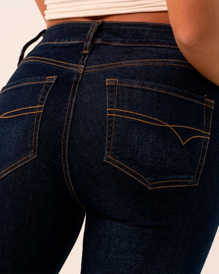 Jean Skinny tiro medio oscuro