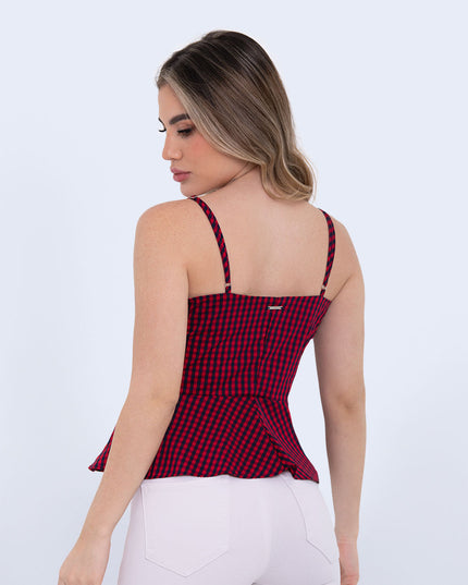 Blusa cuadros peplum