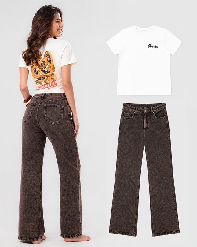 Set Camiseta Estampada y Jean Straight — KanCan