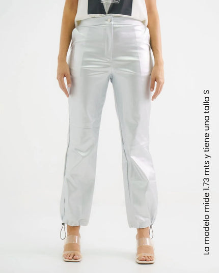 Pantalón parachute metalizado