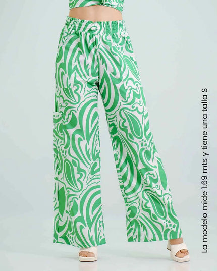 Pantalón Verde Pretina Enresortada