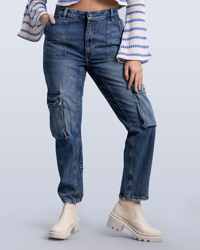 Jean Cargo tiro alto vintage