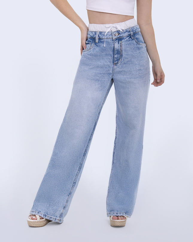 Jean Straight doble pretina claro
