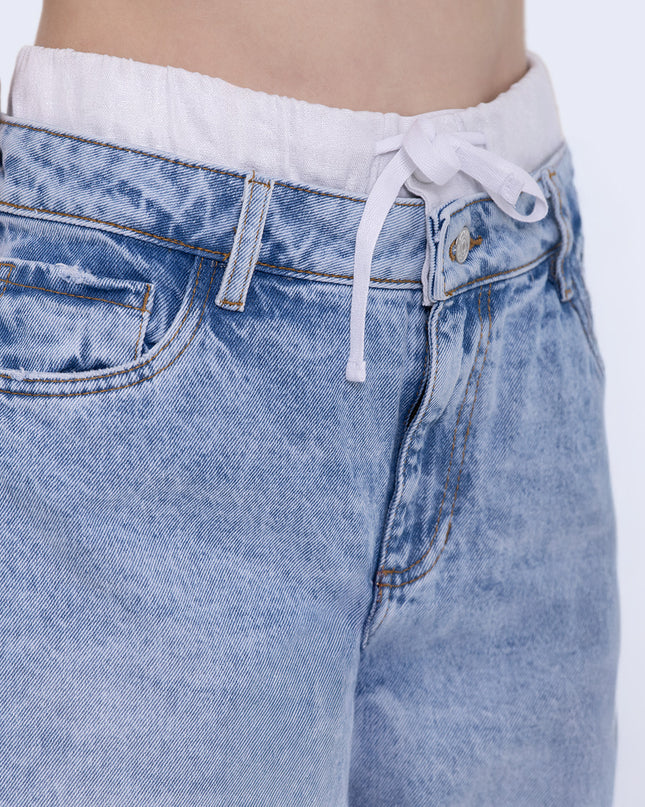 Jean Straight doble pretina claro