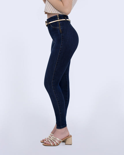 Jean Skinny con correa oscuro tiro alto