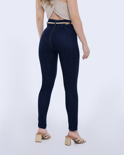 Jean Skinny con correa oscuro tiro alto