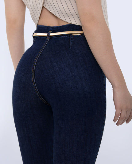 Jean Skinny con correa oscuro tiro alto