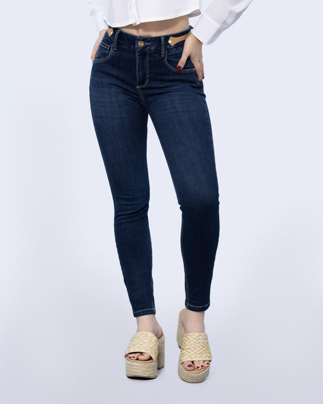 Jean Skinny tiro medio oscuro