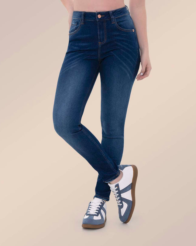 Jean Skinny tiro medio oscuro