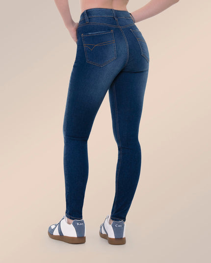 Jean Skinny tiro medio oscuro