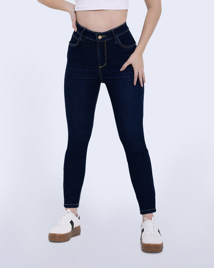 Jean Skinny tiro medio oscuro