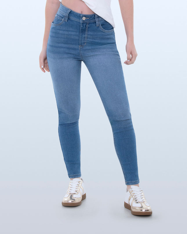 Jean skinny tiro alto claro
