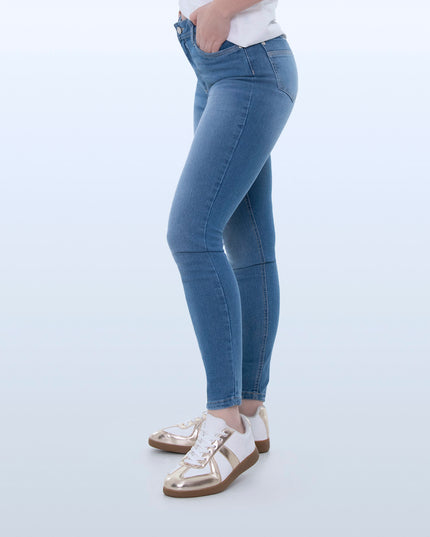 Jean skinny tiro alto claro