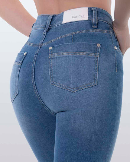 Jean skinny tiro alto claro