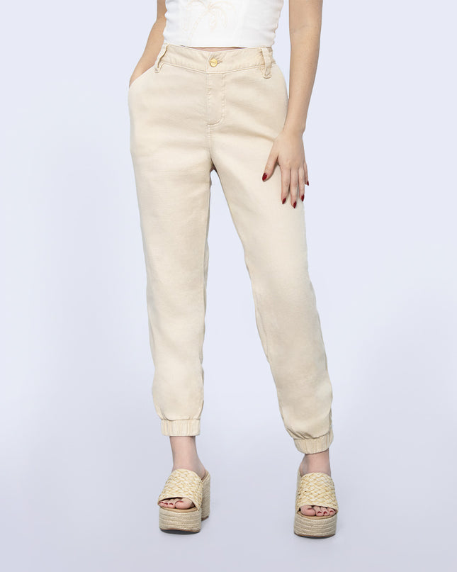 Pantalon tipo Jogger beige