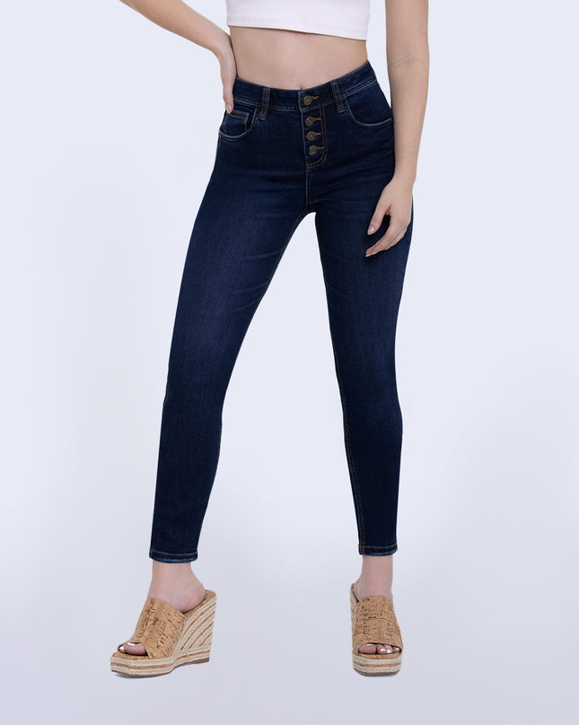 Jean Skinny tiro medio oscuro