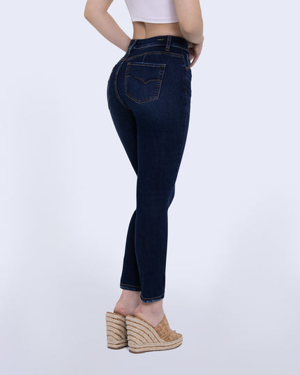 Jean Skinny tiro medio oscuro