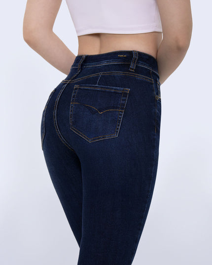 Jean Skinny tiro medio oscuro