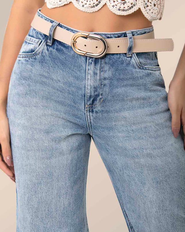 Jean straight tiro alto claro