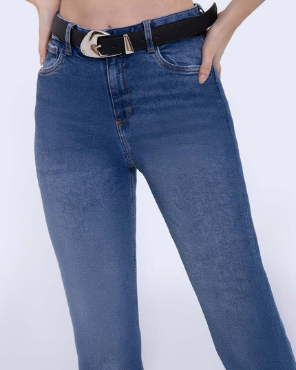 Jean Momfit claro con correa stretch