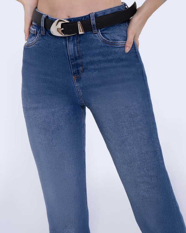 Jean Momfit claro con correa stretch