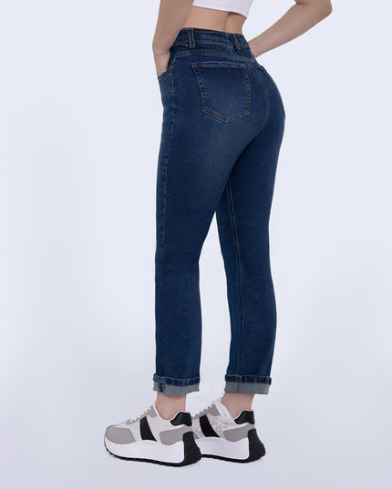 Jean Momfit tiro alto stretch
