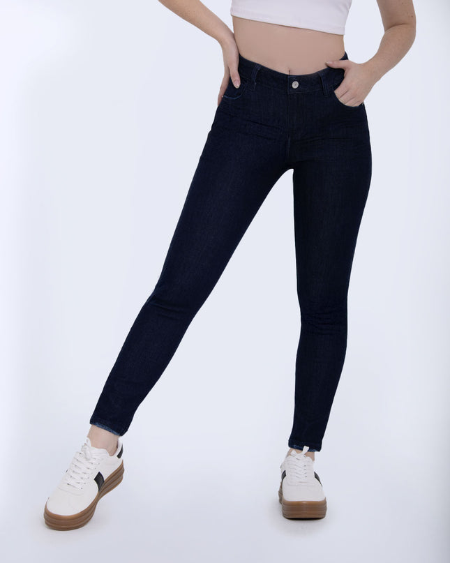Jean Skinny tiro alto oscuro
