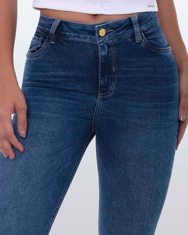 Jean Skinny tiro alto oscuro