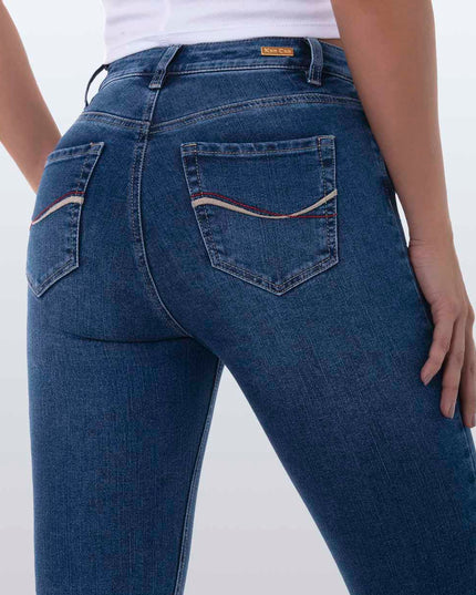 Jean Skinny tiro alto oscuro