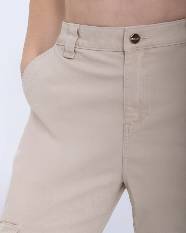 Pantalon tipo cargo beige tiro alto