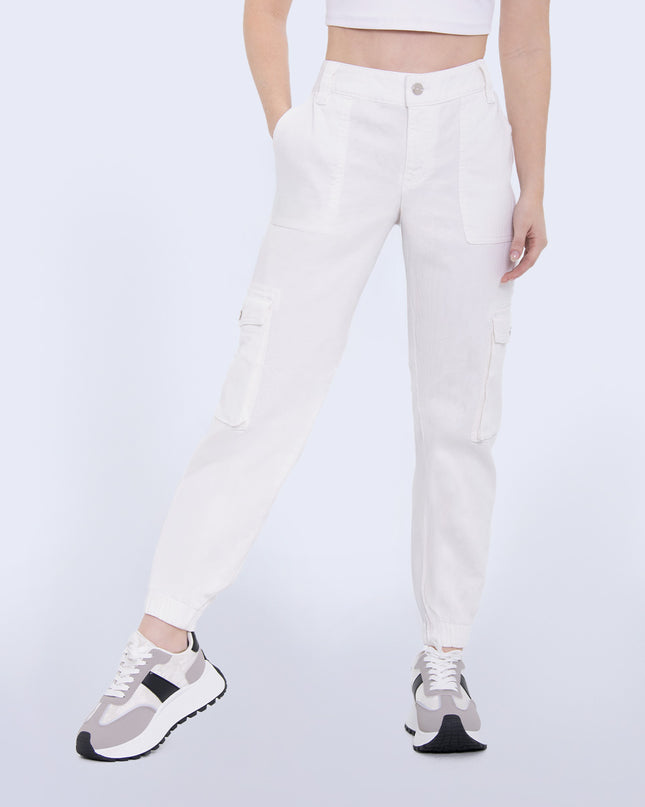 Pantalon tipo cargo blanco tiro alto