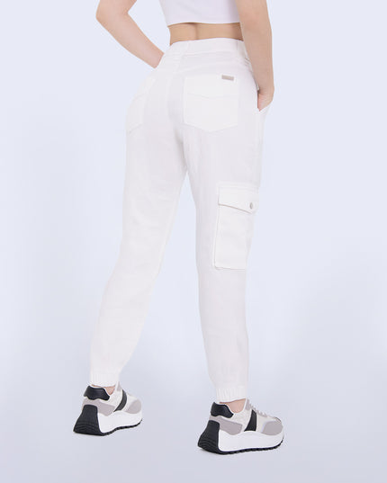 Pantalon tipo cargo blanco tiro alto