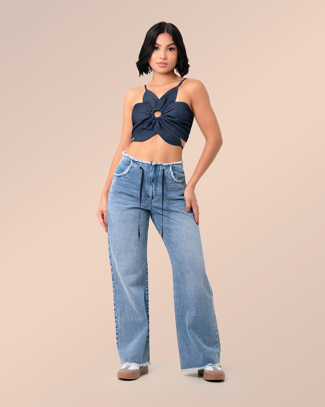 Jean Straight pretina deshilachada