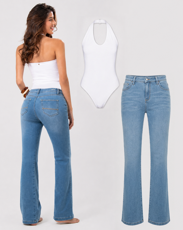 Set Body Halter y Jean Clásico Claro — KanCan