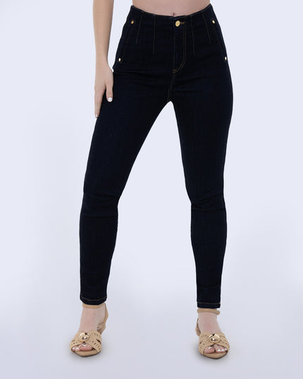 Jean Skinny tiro alto oscuro