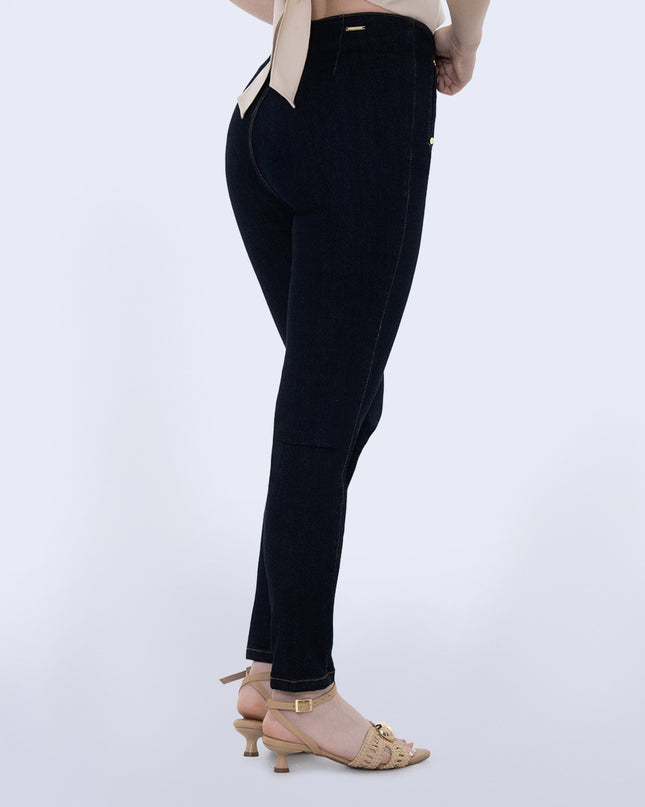 Jean Skinny tiro alto oscuro