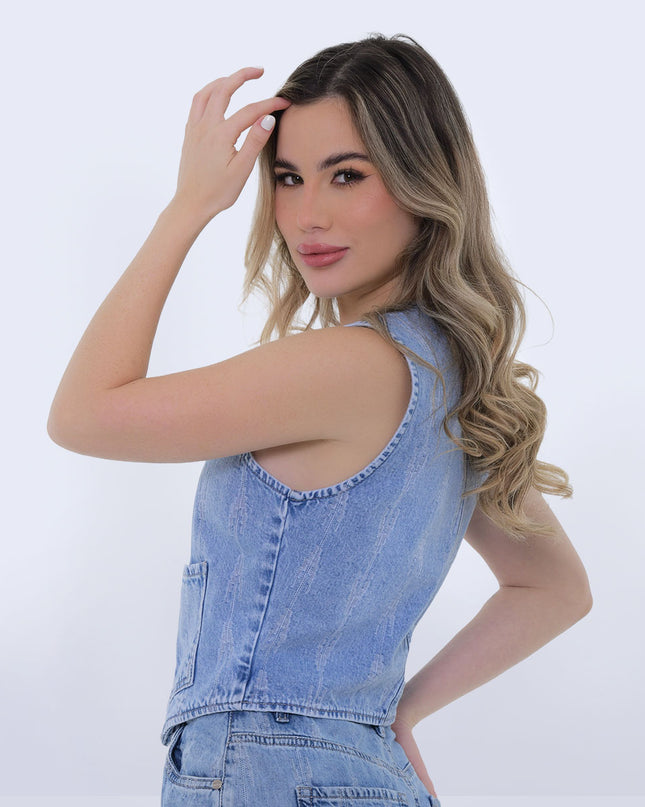 Chaleco de jean claro