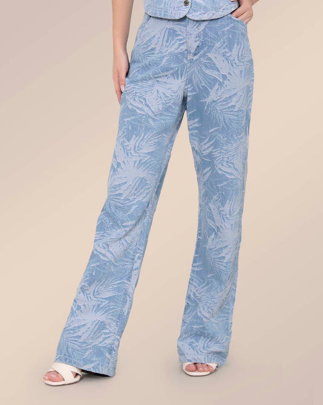 Jean Straight estampado tropical claro