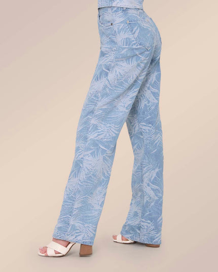Jean Straight estampado tropical claro