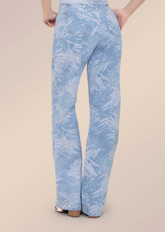 Jean Straight estampado tropical claro