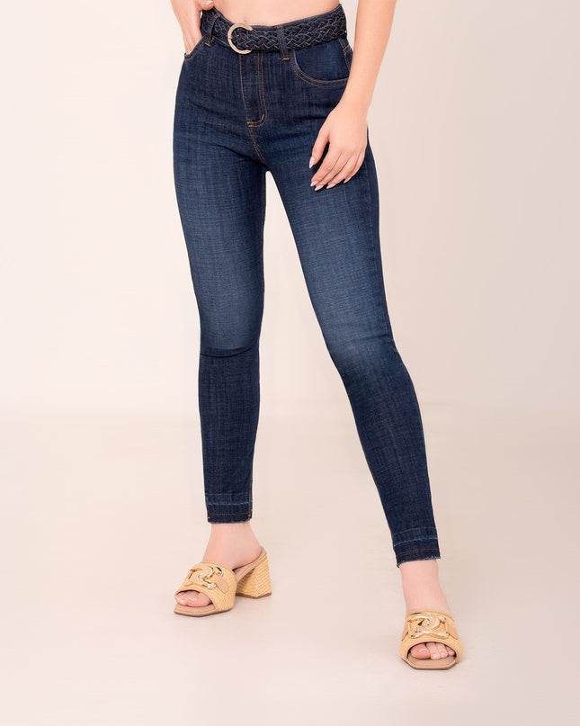Jean Skinny Azul Oscuro con Cinturón denim