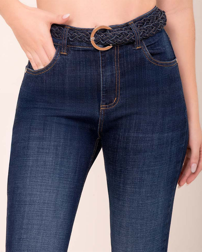Jean Skinny Azul Oscuro con Cinturón denim