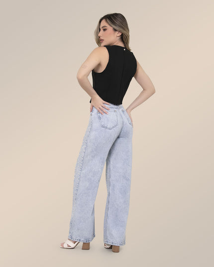 Jean Straight con perlas