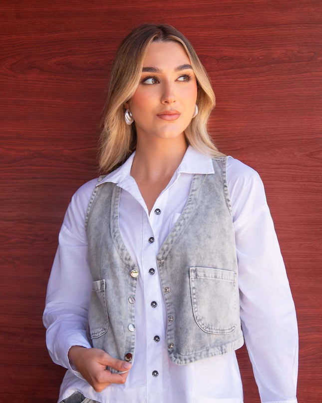 Chaleco Denim Gris