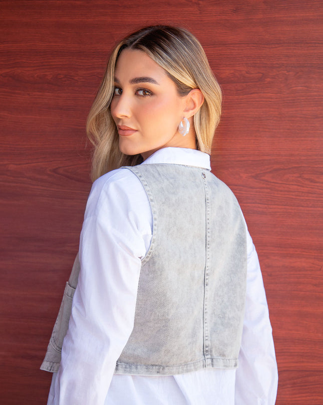 Chaleco Denim Gris