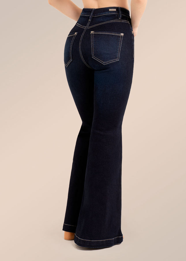 Jean bota campana azul oscuro