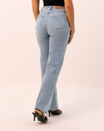 Jean Straight cintura cruzada claro