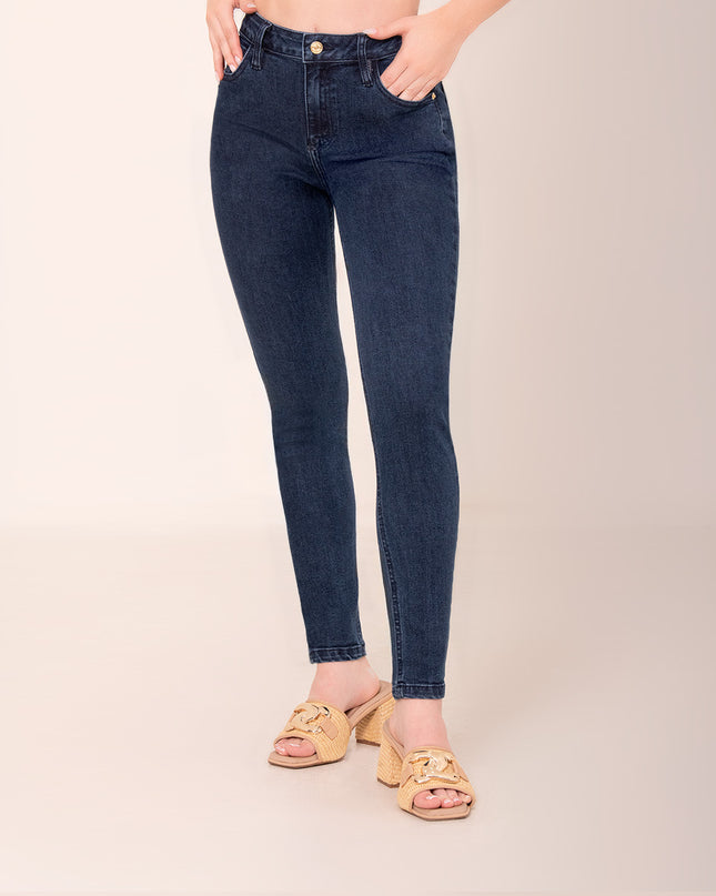 Jean skinny tiro medio oscuro