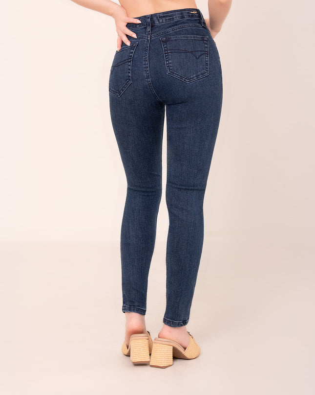 Jean skinny tiro medio oscuro
